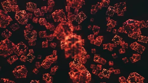 Futuristic Abstract Digital Cubes Floating in Dark Space