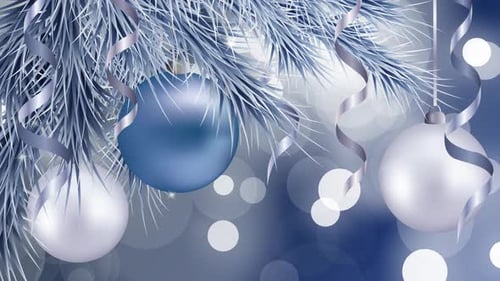 Sparkling Christmas Tree Background Loop featuring blue and white holiday ornaments