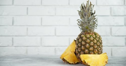 Pineapple Still Life with Freshly Cut Slices