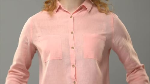 Hands Presentation with Pink Linen Shirt