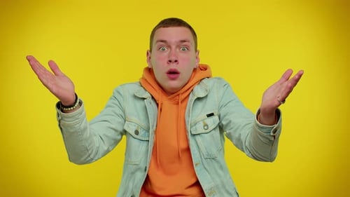 Shocked Young Adult Reacts with Surprise and Disbelief