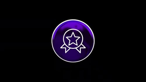Modern 3D Glossy Purple Star Award Medal Icon Rotation