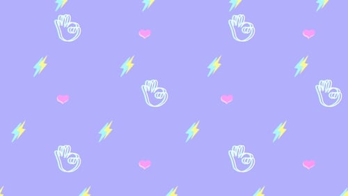 Seamless Loop of Playful OK Hand Gestures, Hearts, and Stars