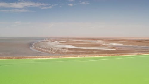 The green saline lake, natural lake background.