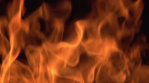 Intense Flames Dancing on Black Background