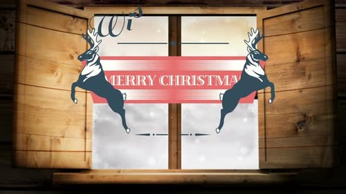 Festive Christmas Greetings Through Window Animation
