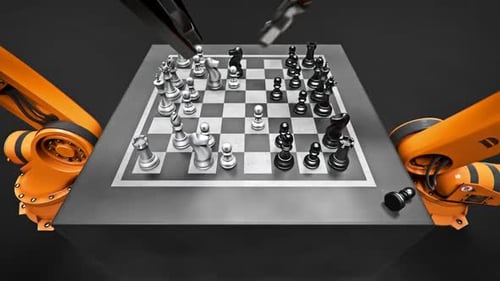 Robotic Arms Playing Chess Game Animation