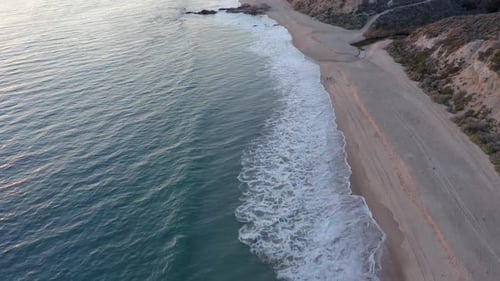 Picturesque Coastline Aerial at Sunset, Beach with Cliffs