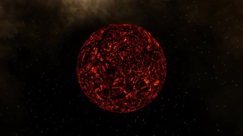 Animated Fiery Molten Sphere in Dark Space