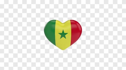 Rotating 3D Heart with Senegal Flag Animation