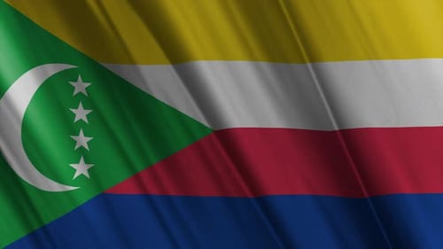 Comoros National Flag Realistic Waving Loop Animation