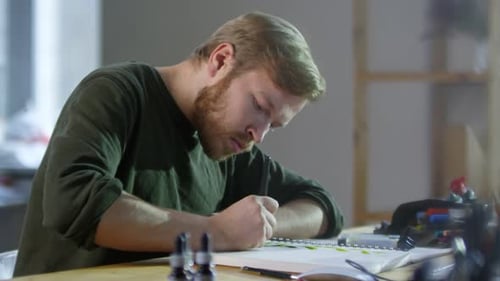 Patient Male Illustrator Drawing Picture