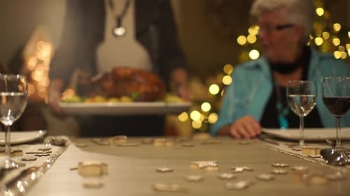 Detail Christmas Turkey Being Served