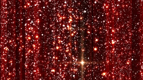 Falling Red Glitter Particles Background with Elegant Sparkles