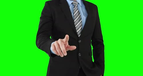 Businessman Using an Invisible Touchscreen