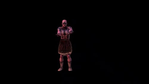 3D Animated Bald Man Dancing with Tribal Tattoos