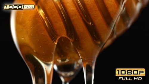 Honey dripping from a dipper in close up