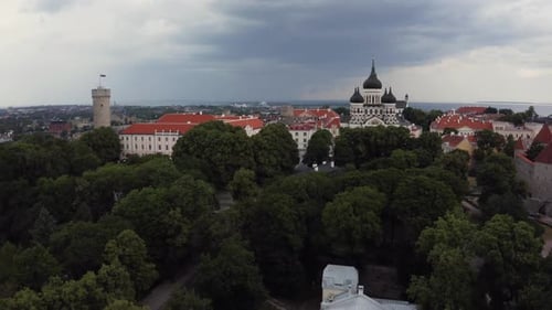 Aerial View of Medieval Tallinn City in Estonia Baltics
