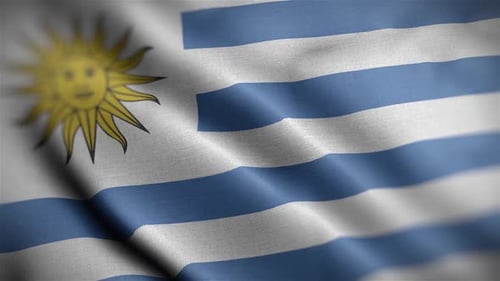 Waving Flag of Uruguay Realistic Fabric Animation