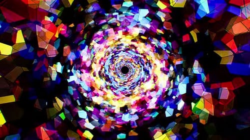 Multi Colored Stained Glass Mosaic Pattern Background Loop 4K