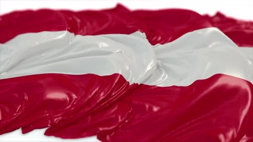Realistic Waving Red and White Flag Animation