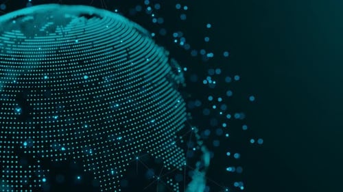 Futuristic Digital Globe Network with Connecting Points