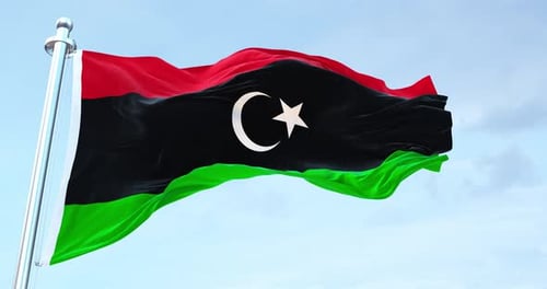 Libya flag waving 4k