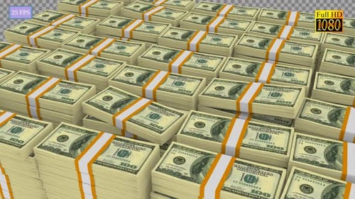 Rising Stacks of Hundred Dollar Bills 3D Animation