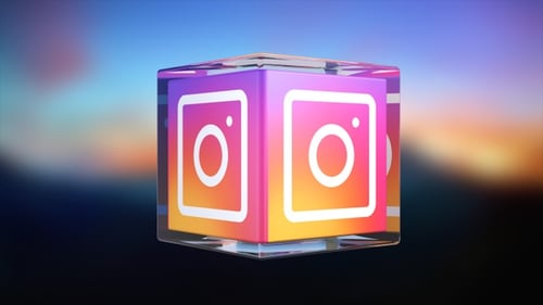 Transparent 3D Instagram Social Media Logo Cube Rotation