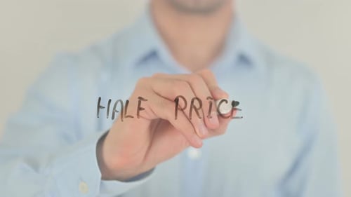 Hand Writes Half Price With Marker