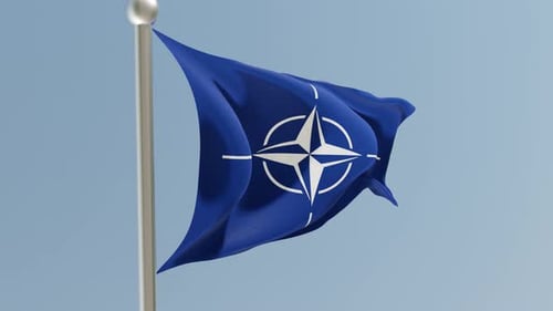 Realistic Waving NATO Flag on a Pole Animation