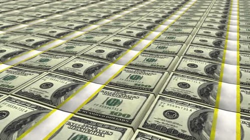 Endless Stacks of 100 Dollar Bills Loop Background