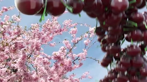 Realistic 3D Cherries Swirl Transition