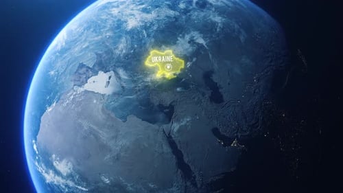Earh Zoom In Space To Ukraine Country Alpha Output
