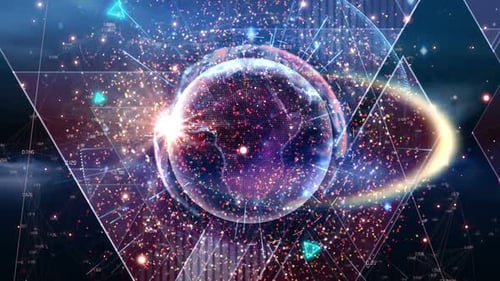 Futuristic Digital Earth Global Data Network Animation