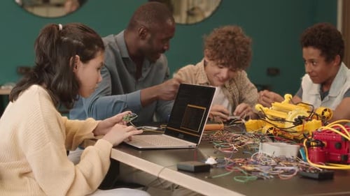 School Children at Technology and Electronics Class