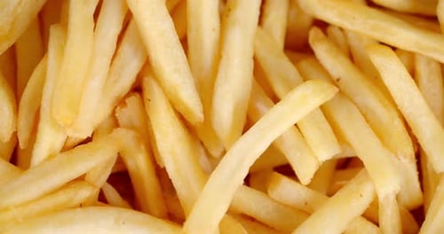 Delicious Crispy French Fries Rotates Slowly