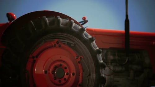Detailed Red Tractor 3D Engine Camera Pan