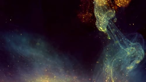 Swirling Abstract Blue and Gold Fluid Motion