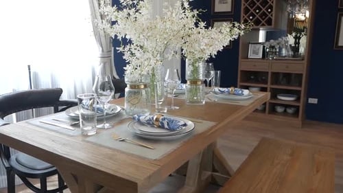 Beautiful Dining Area Fully Furnished with decorative objects