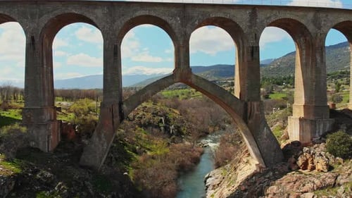 Scenery of viaduct in mountainous area
