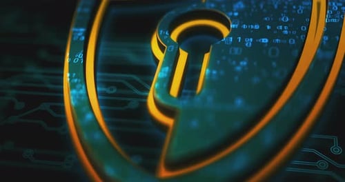 Animated Cyber Security Shield Keyhole Digital Technology