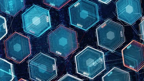 Animated Hexagon Network Data Flow Background