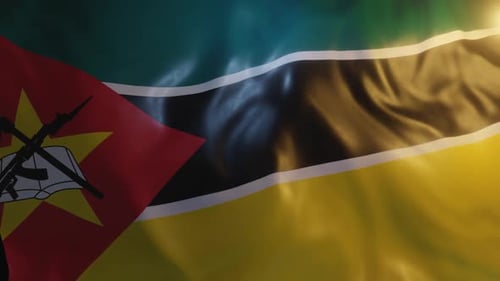 Realistic Mozambique Flag Waving in Wind