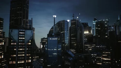 Skyline bei Nacht mit urbanen Gebäuden