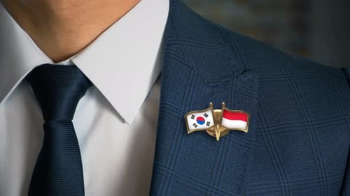 Businessman Friend Flags Pin South Korea Monaco