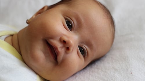Close Up Of An Adorable Smiling Infant