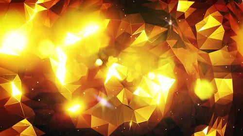 Animated Golden Abstract Geometric Loop with Particles