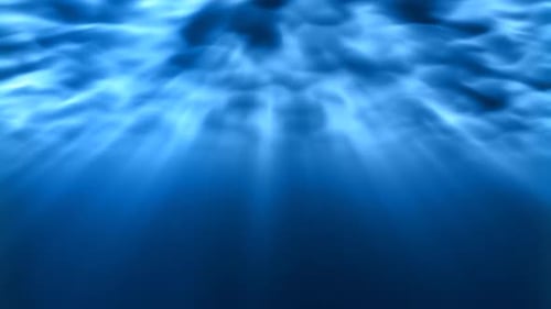 Unterwasser-Lichtstrahlen leuchten hell unter plätschernden Meereswellen - 1080p