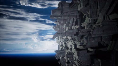 Spaceship with View on Space and Planet Earth